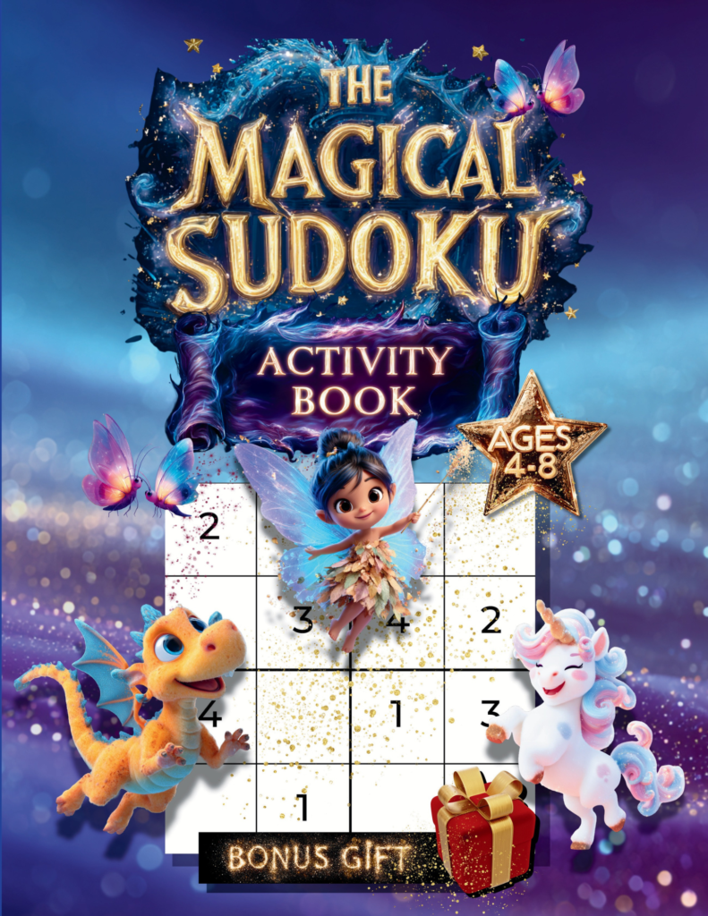 The Magical Sudoku Activity Book cover - Fantasy puzzles for kids 4-8