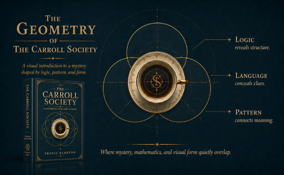The Geometry of The Carroll Society The Geometry of The Carroll Society banner showing logic, language, and pattern themes from the mystery book.