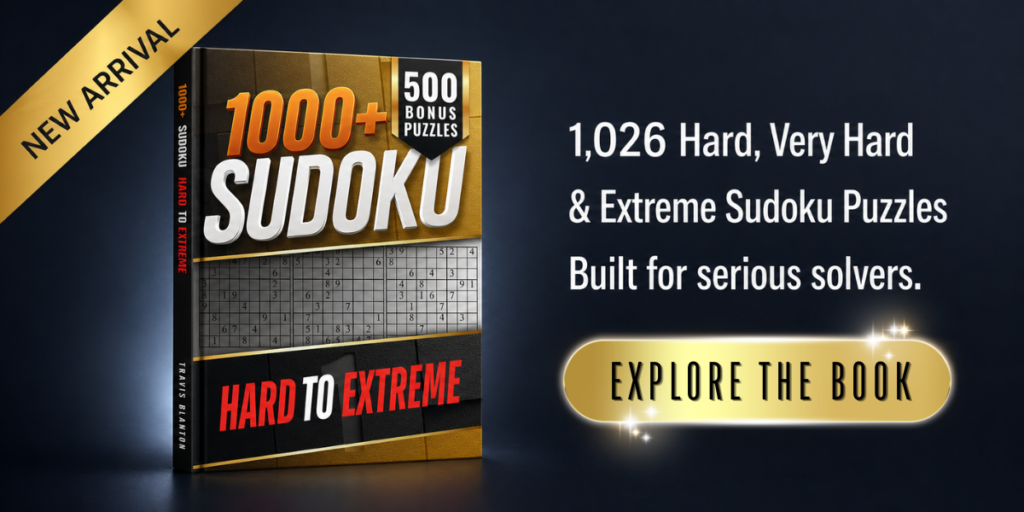 1000 Sudoku Hard to Extreme puzzle book with bonus Sudoku puzzles.
