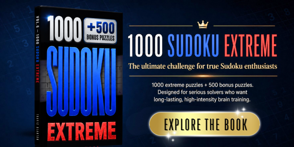 1000 Sudoku Extreme puzzle book by Open Page Studio with 1000 extreme puzzles and 500 bonus Sudoku puzzles.