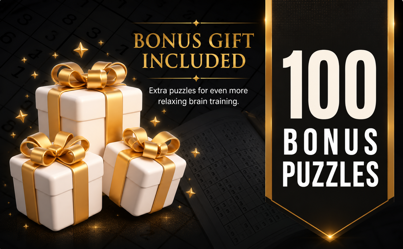 Bonus gift included with 100 extra Sudoku puzzles for the Medium Sudoku Large Print book.