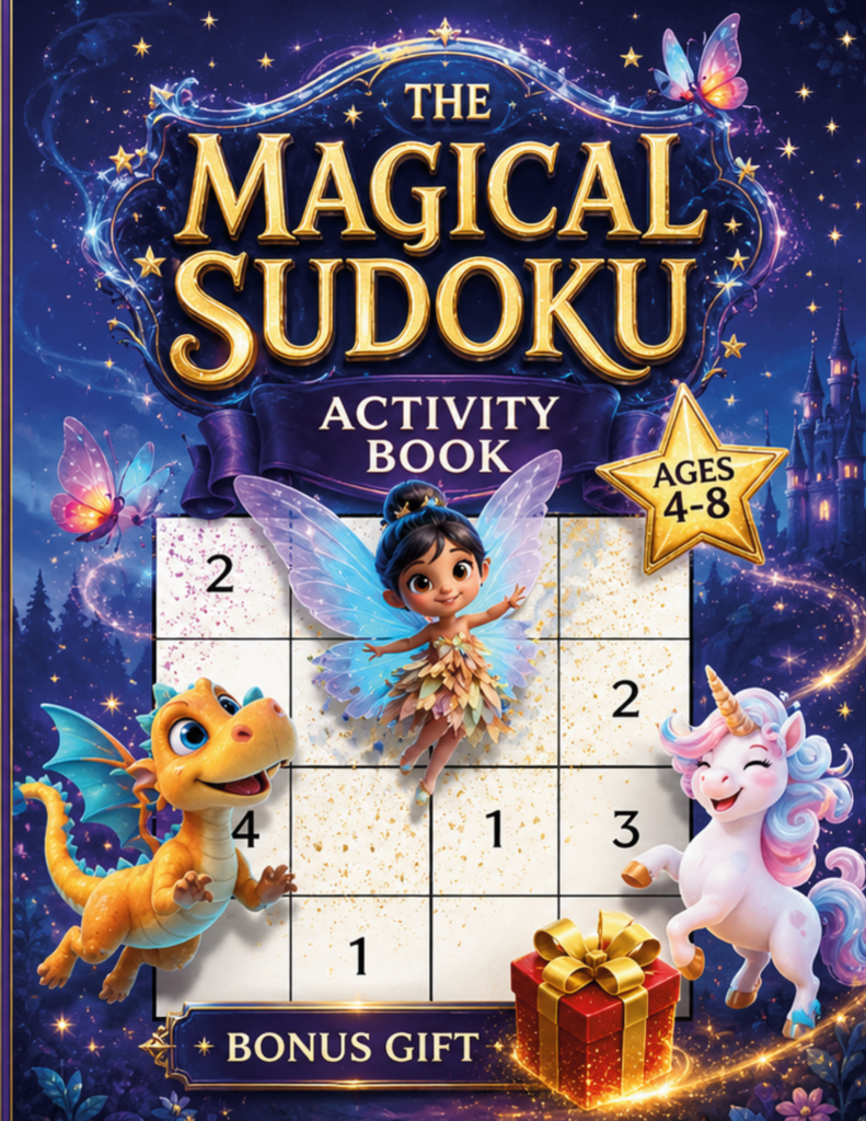 The Magical Sudoku Activity Book for kids by Open Page Studio.